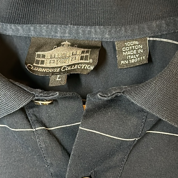 Masters Clubhouse Collection Polo Mens Large Blue Striped Golf Shirt 100% Cotton - Picture 3 of 5